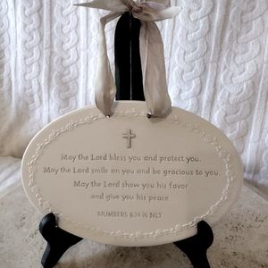 Hallmark Hanging Bisque Personal/Home Blessing Plaque-Taupe Ribbon Attached